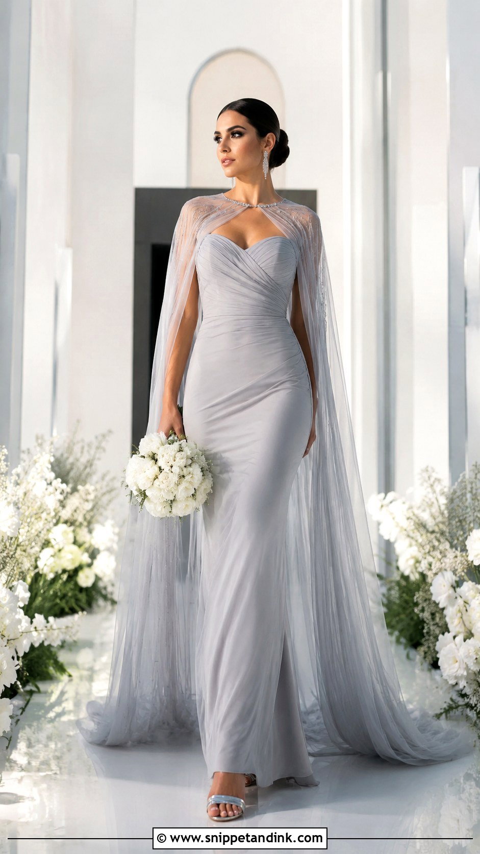 Gray Wedding Dress With Cape - Snippet and Ink - 25 Gray Wedding Dress Ideas