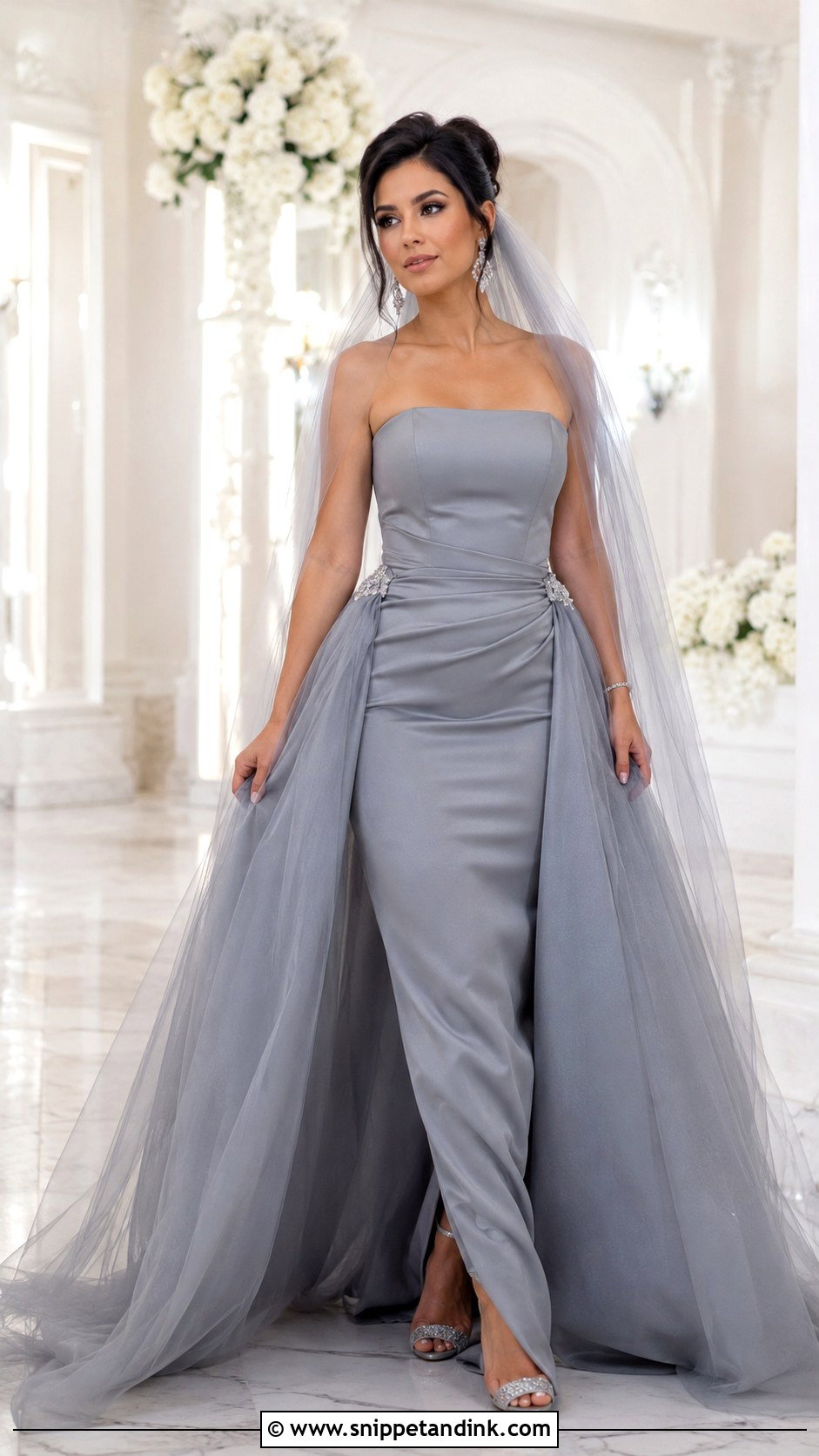 Gray Wedding Dress With Overskirt - Snippet and Ink - 25 Gray Wedding Dress Ideas