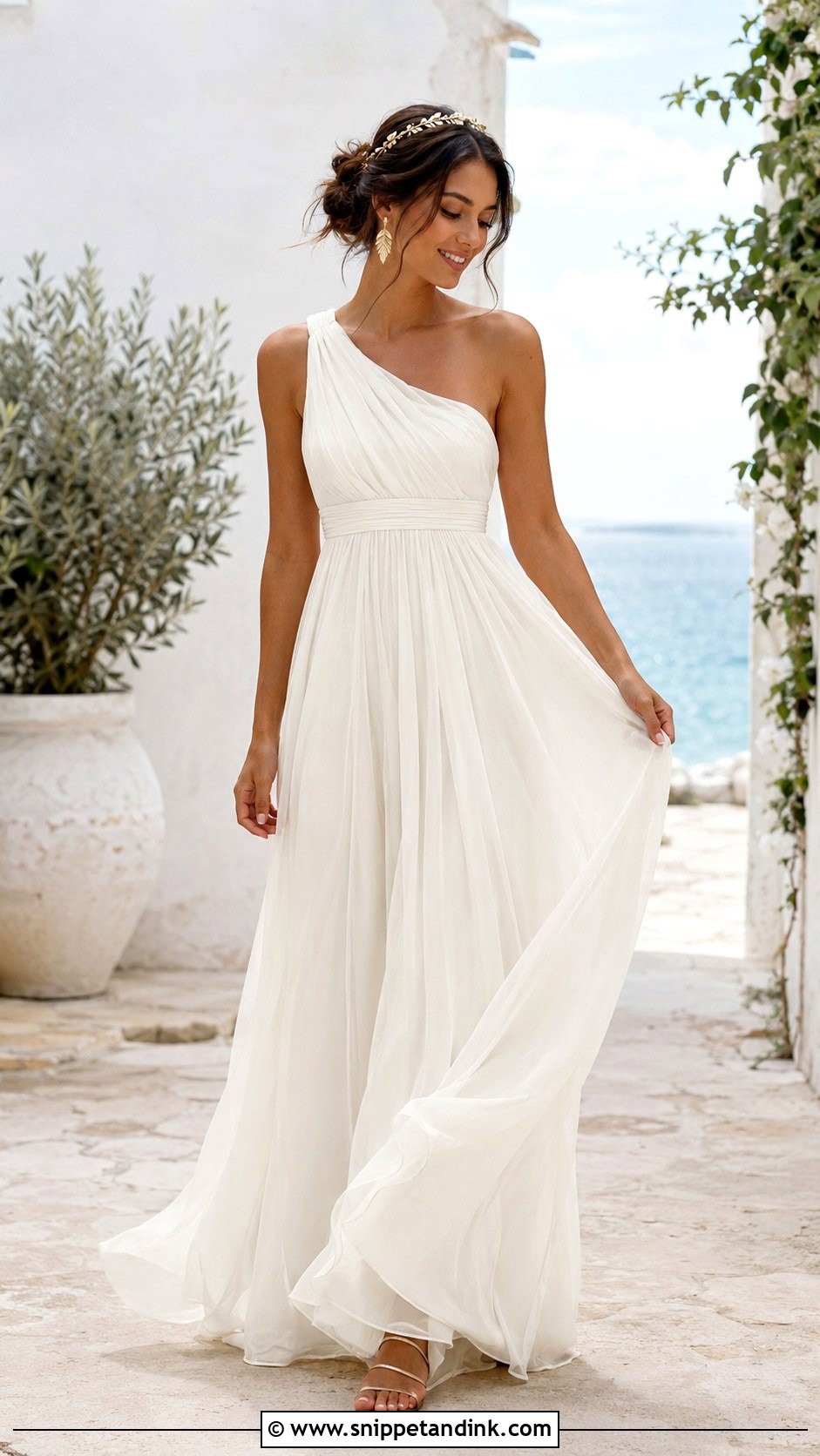 Grecian Draped Angel Wedding Dress - Snippet and Ink - 20 Angel Wedding Dress Ideas