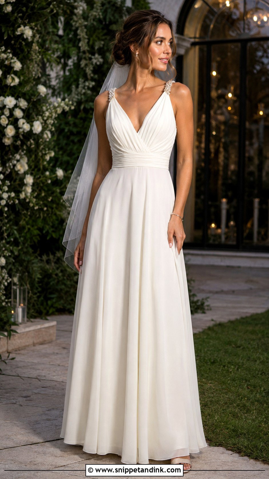 Grecian Wedding Dress With Beaded Shoulders - Snippet and Ink - 20 Grecian Style Wedding Dress Ideas