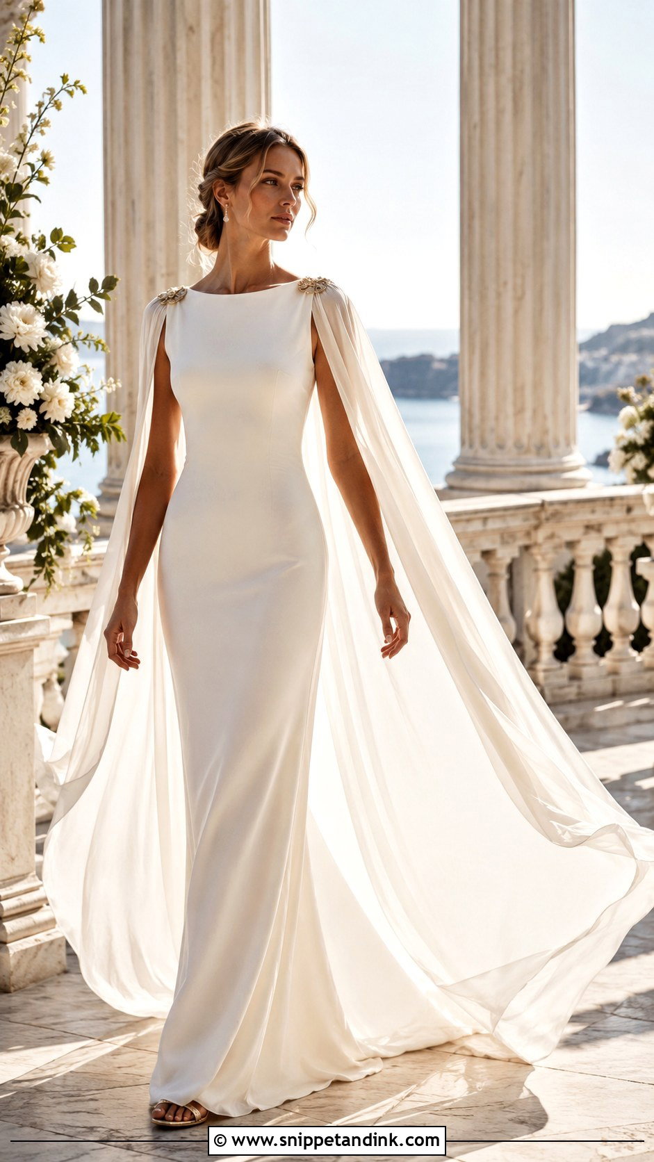 Grecian Wedding Dress With Cape - Snippet and Ink - 25 Grecian Wedding Dress Ideas