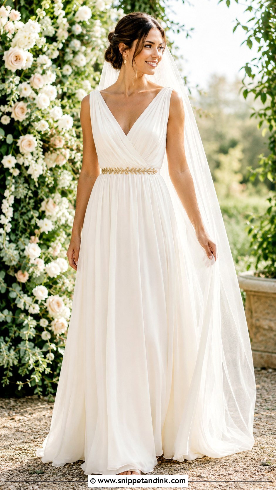 Grecian Wedding Dress With Gold Belt - Snippet and Ink - 20 Grecian Style Wedding Dress Ideas