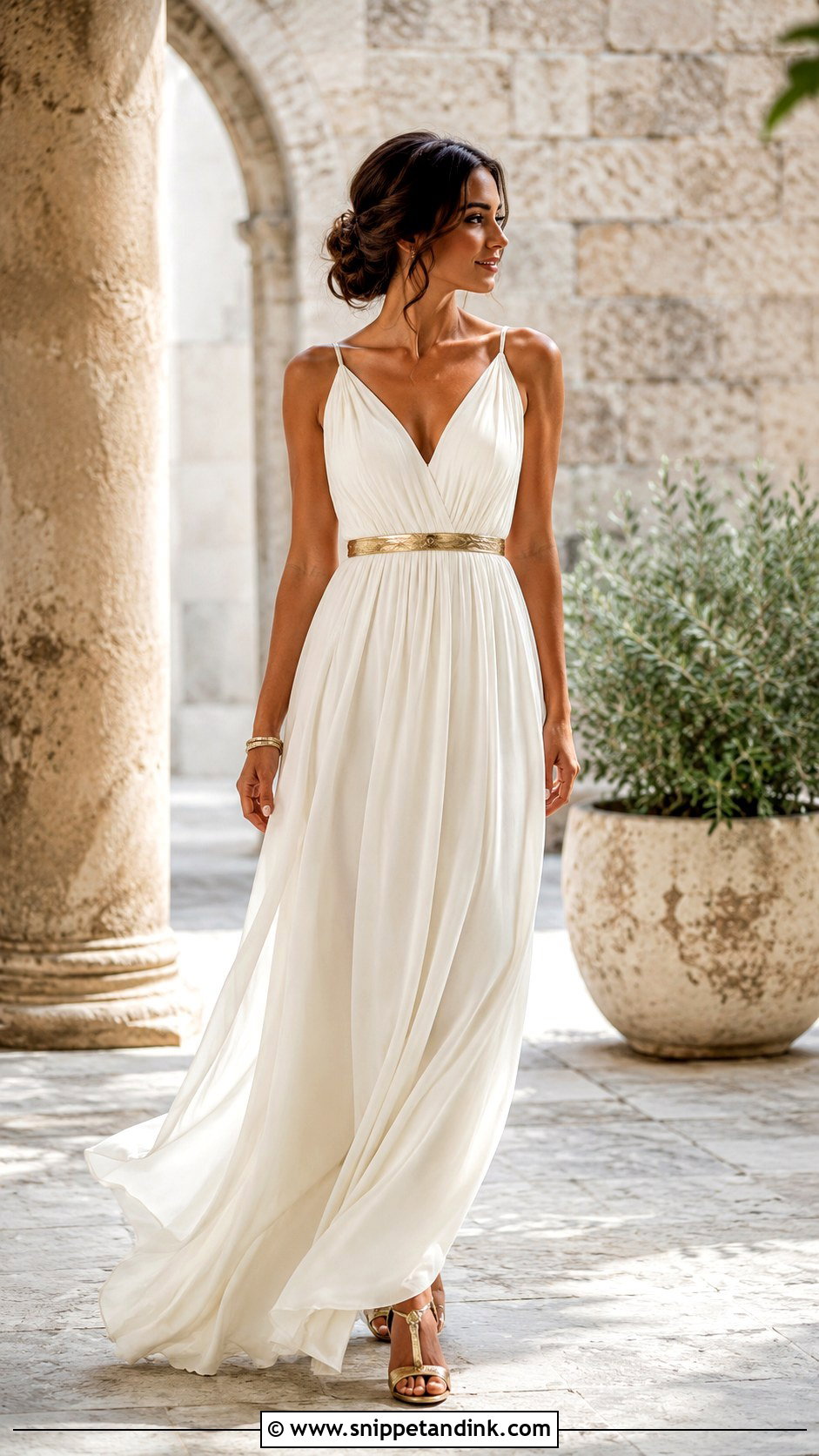 Grecian Wedding Dress With Gold Belt - Snippet and Ink - 25 Grecian Wedding Dress Ideas