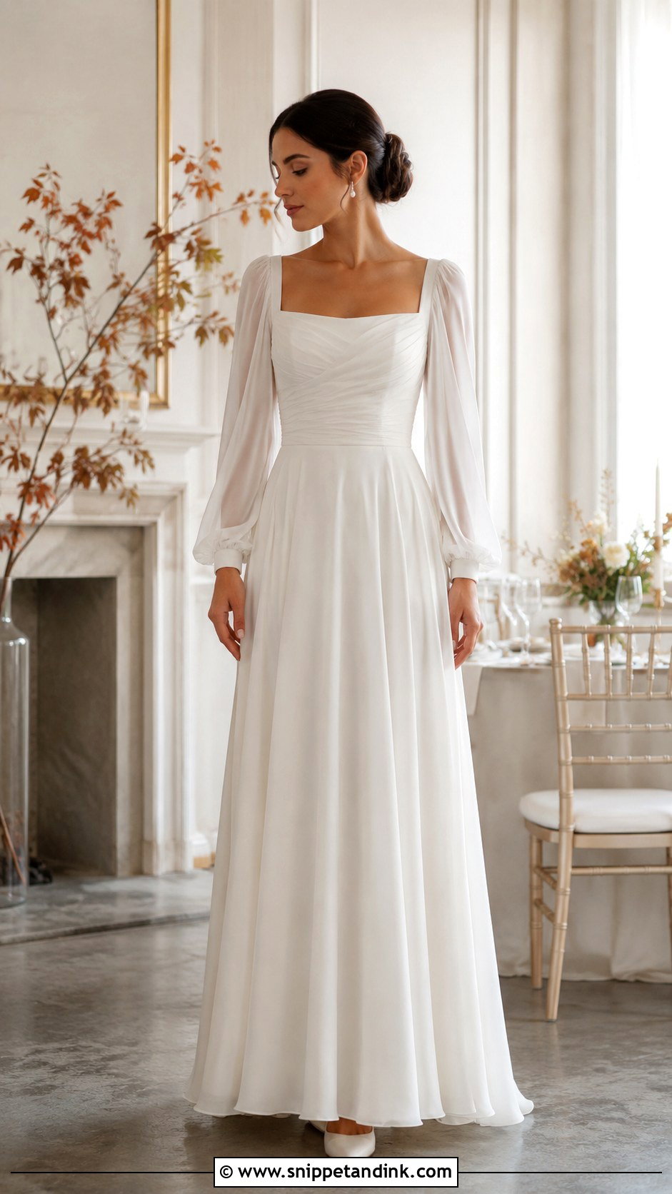 Grecian Wedding Dress With Long Sleeves - Snippet and Ink - 25 Grecian Wedding Dress Ideas