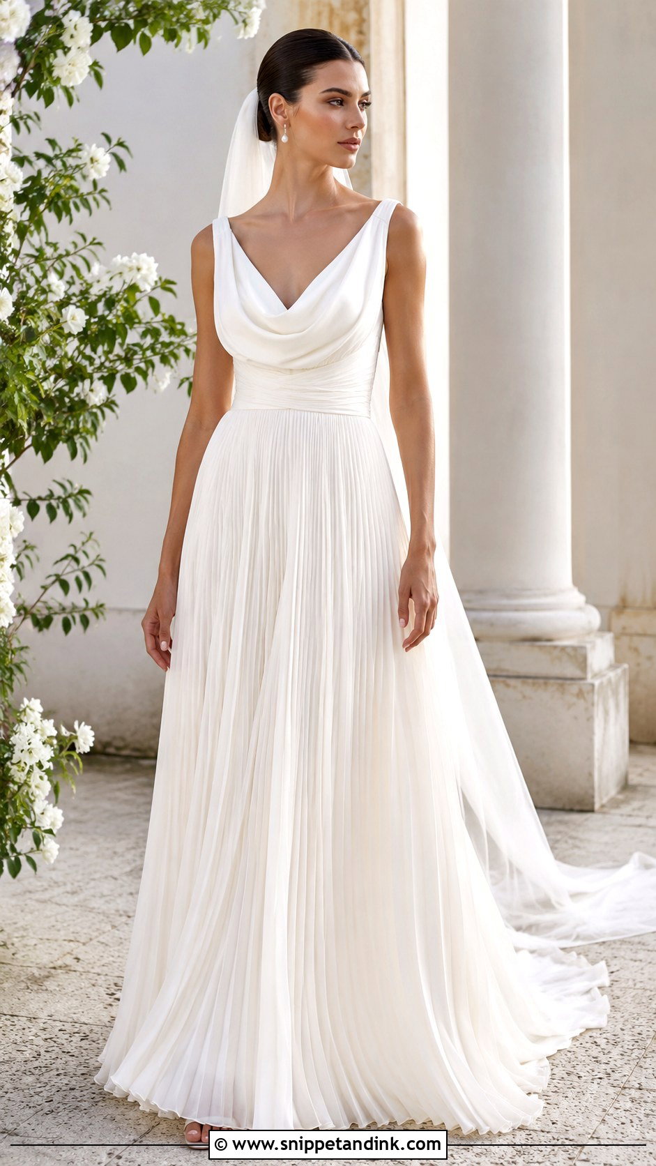 Grecian Wedding Dress With Pleated Skirt - Snippet and Ink - 25 Grecian Wedding Dress Ideas
