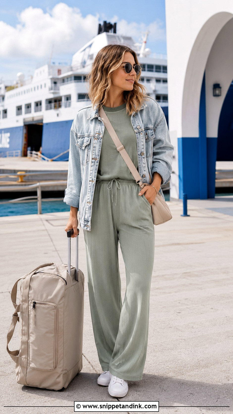 Greece Ferry Travel Matching Set Outfit - Snippet and Ink - 20 Greece Honeymoon Outfits