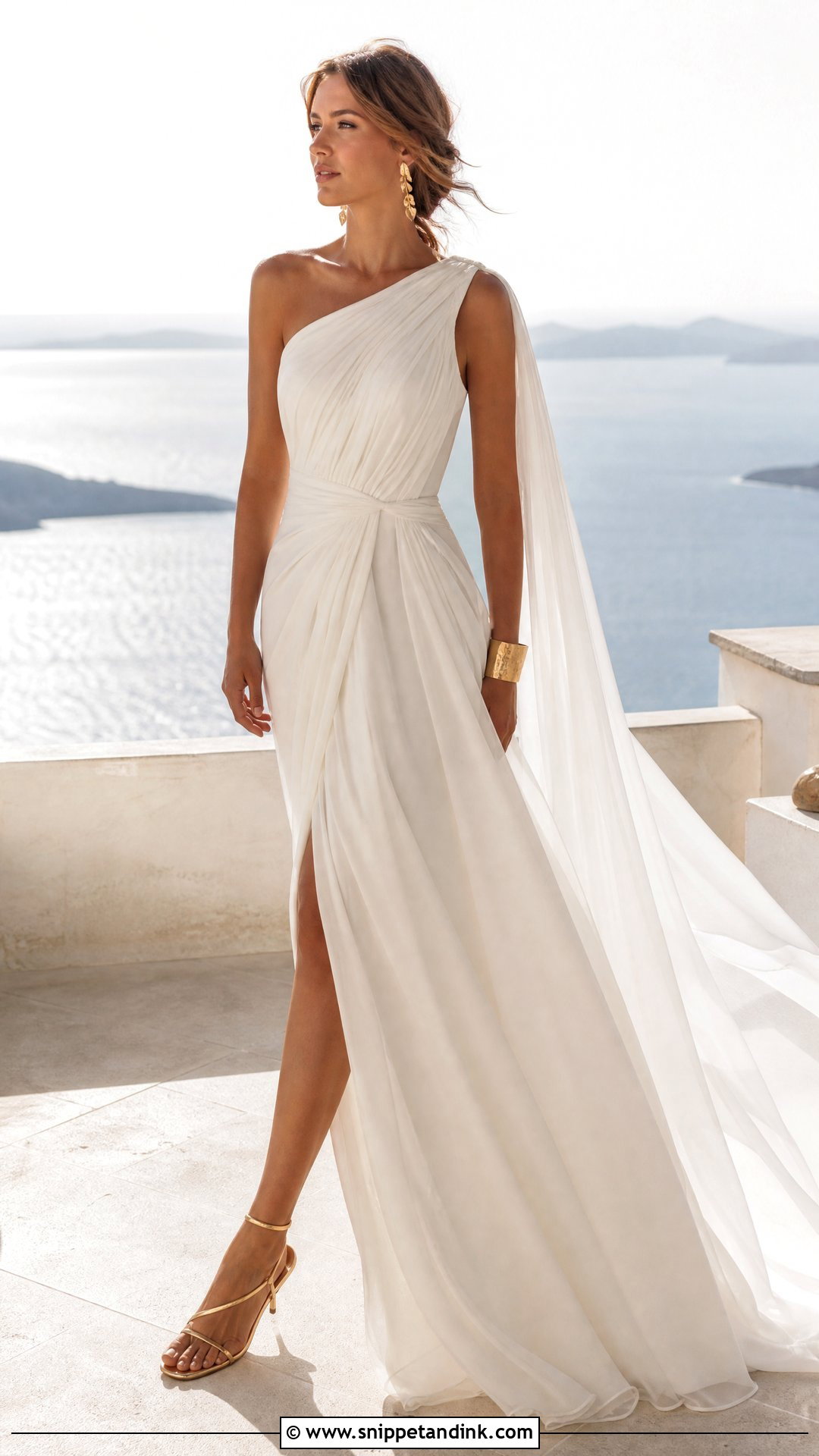 Greek Draped Column Wedding Dress - Snippet and Ink - 20 European Wedding Dress Ideas