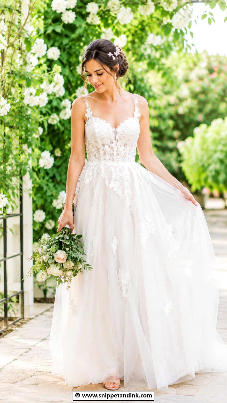 Greek Wedding Dress With Floral Applique - Snippet and Ink - 30 Greek Wedding Dress Ideas