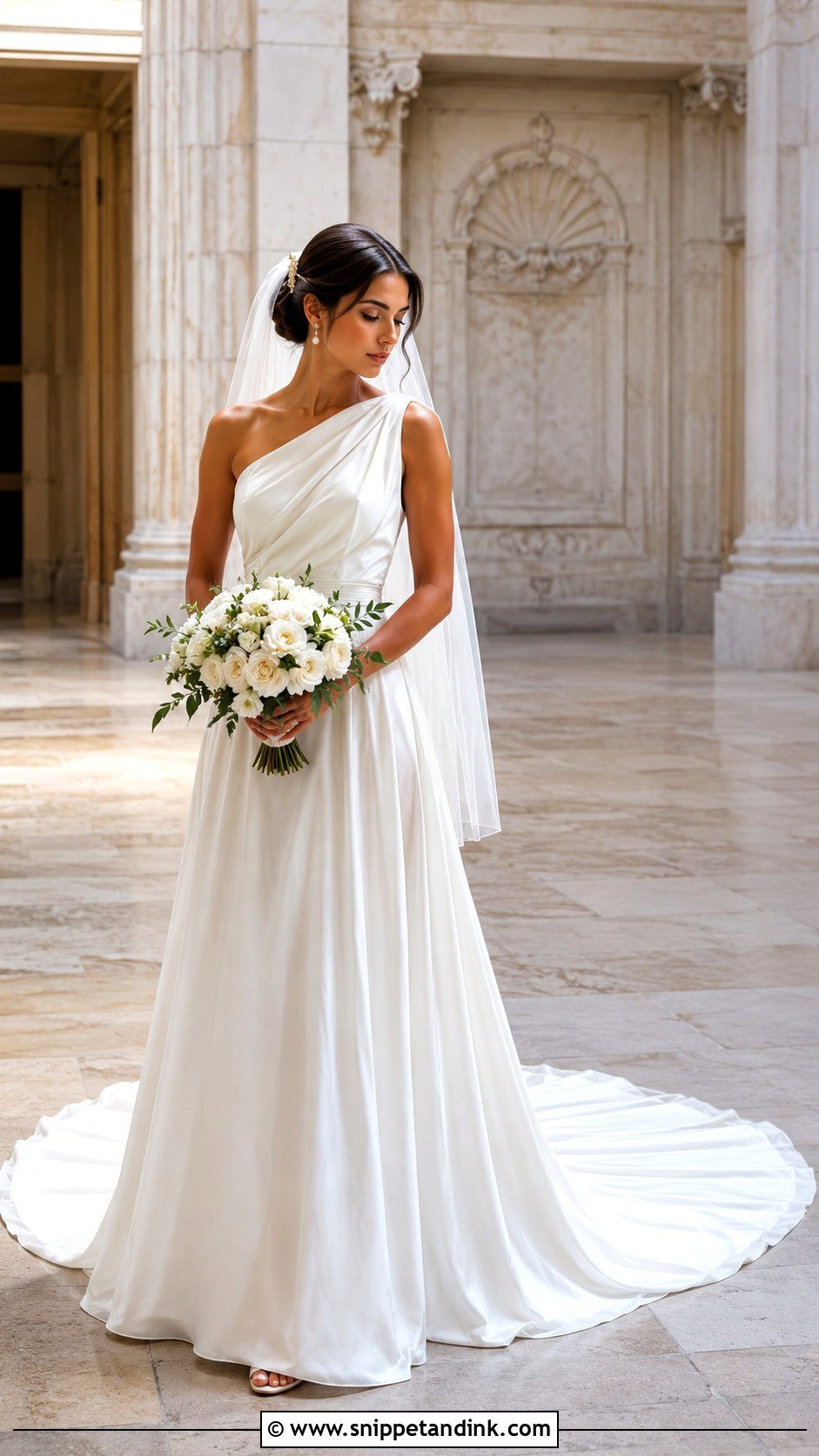 Greek Wedding Dress With Flowing Train - Snippet and Ink - 20 Greek Wedding Dresses