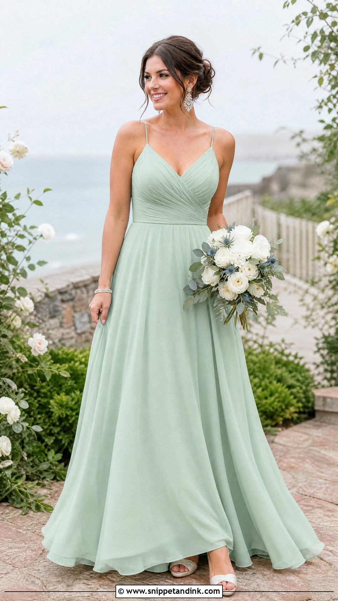 Green A Line Wedding Dress With Silver Jewelry - Snippet and Ink - 25 Green Wedding Dress for Bride Ideas