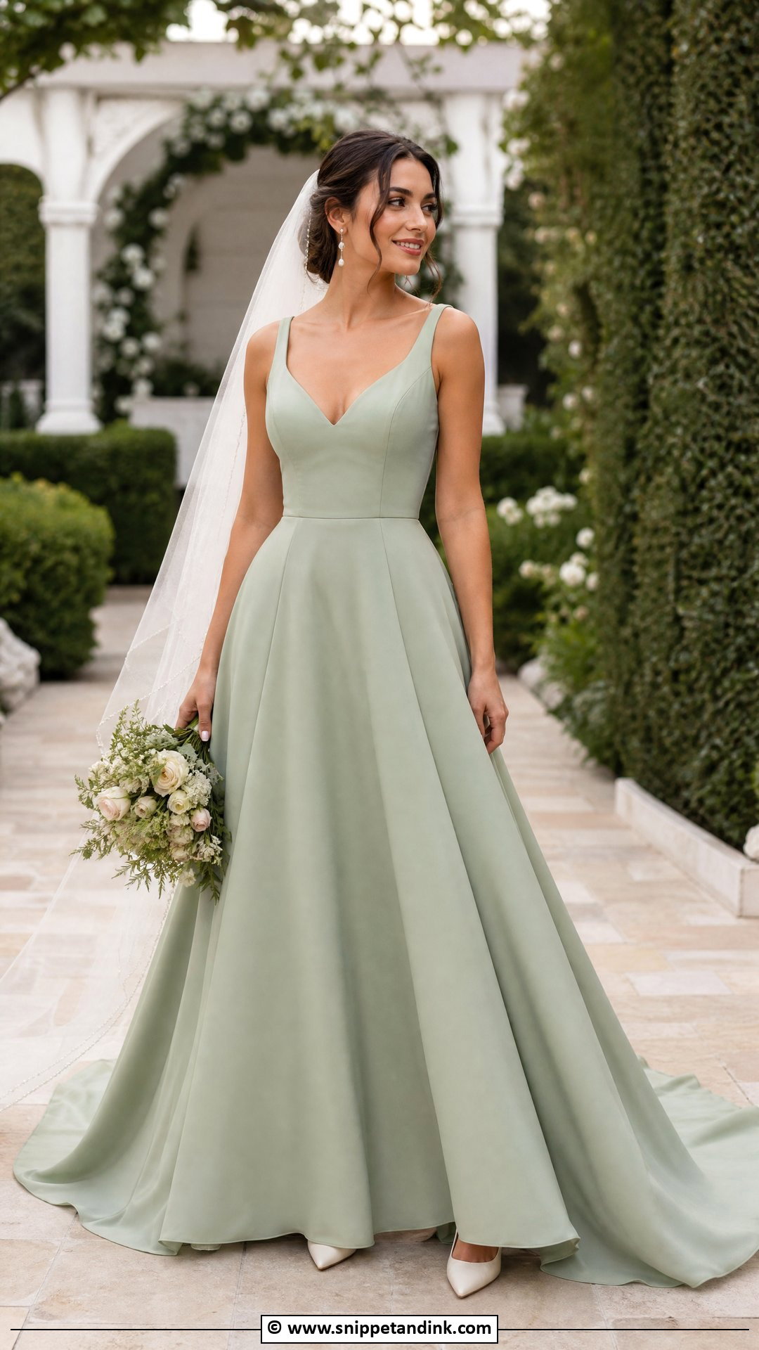 Green A Line Wedding Dress - Snippet and Ink - 35 Green Wedding Dress Ideas
