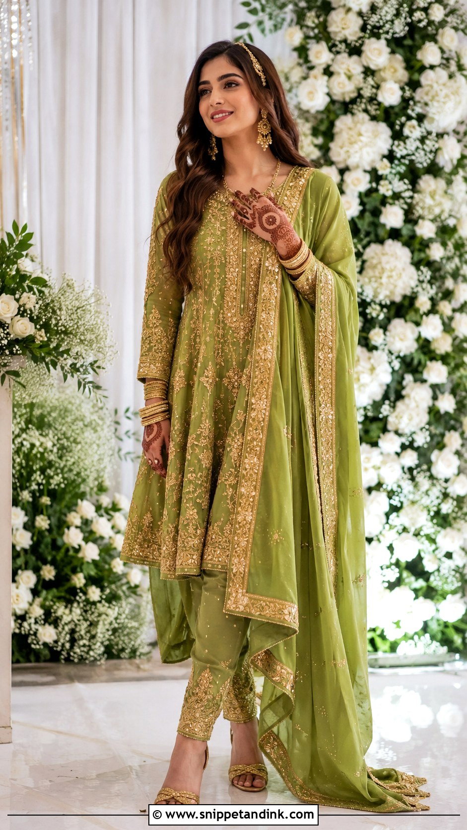 Green Afghan Henna Wedding Dress - Snippet and Ink - 20 Afghan Wedding Dresses