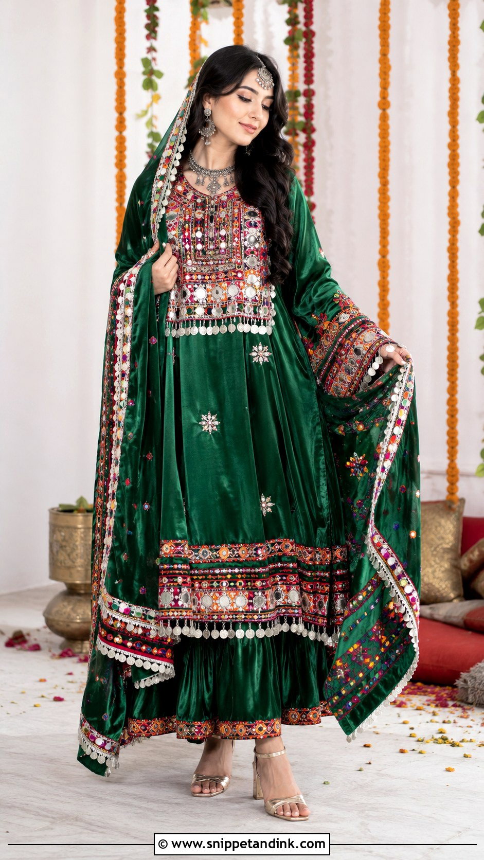 Green Afghan Kuchi Dress - Snippet and Ink - 25 Afghan Wedding Dress Ideas