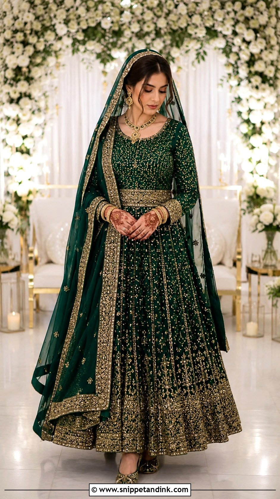 Green Afghani Wedding Lehenga Outfit - Snippet and Ink - 20 Afghani Wedding Dress Ideas