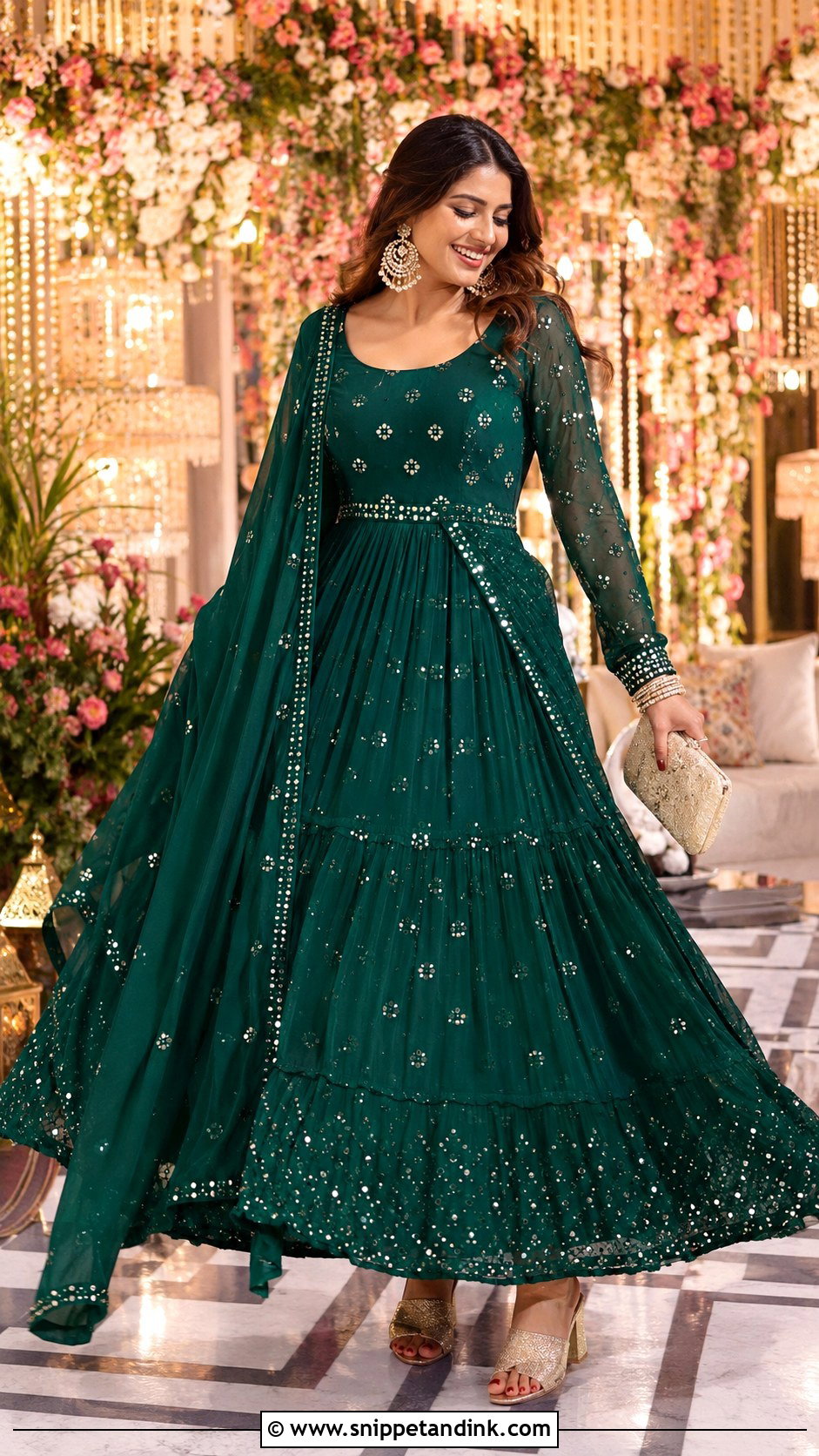 Green Anarkali Dress For Sangeet - Snippet and Ink - 25 Wedding Anarkali Dress Ideas