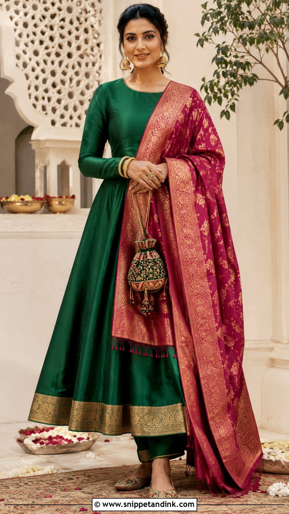 Green Anarkali Dress With Banarasi Dupatta - Snippet and Ink - 20 Anarkali Dress with Dupatta Ideas