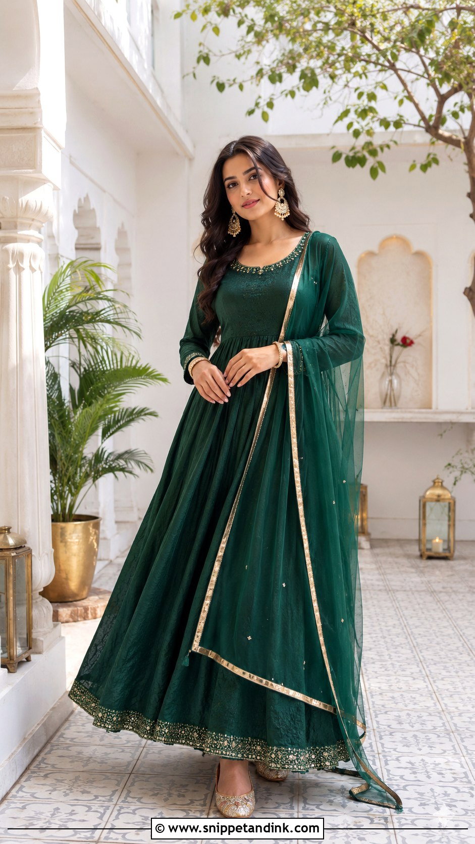 Green Anarkali Gown With Dupatta - Snippet and Ink - 25 Anarkali Gown with Dupatta Ideas