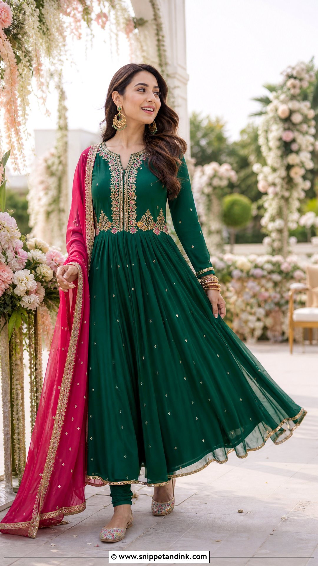 Green Anarkali Mehendi Outfit - Snippet and Ink - 25 Haldi Mehendi Outfit Ideas