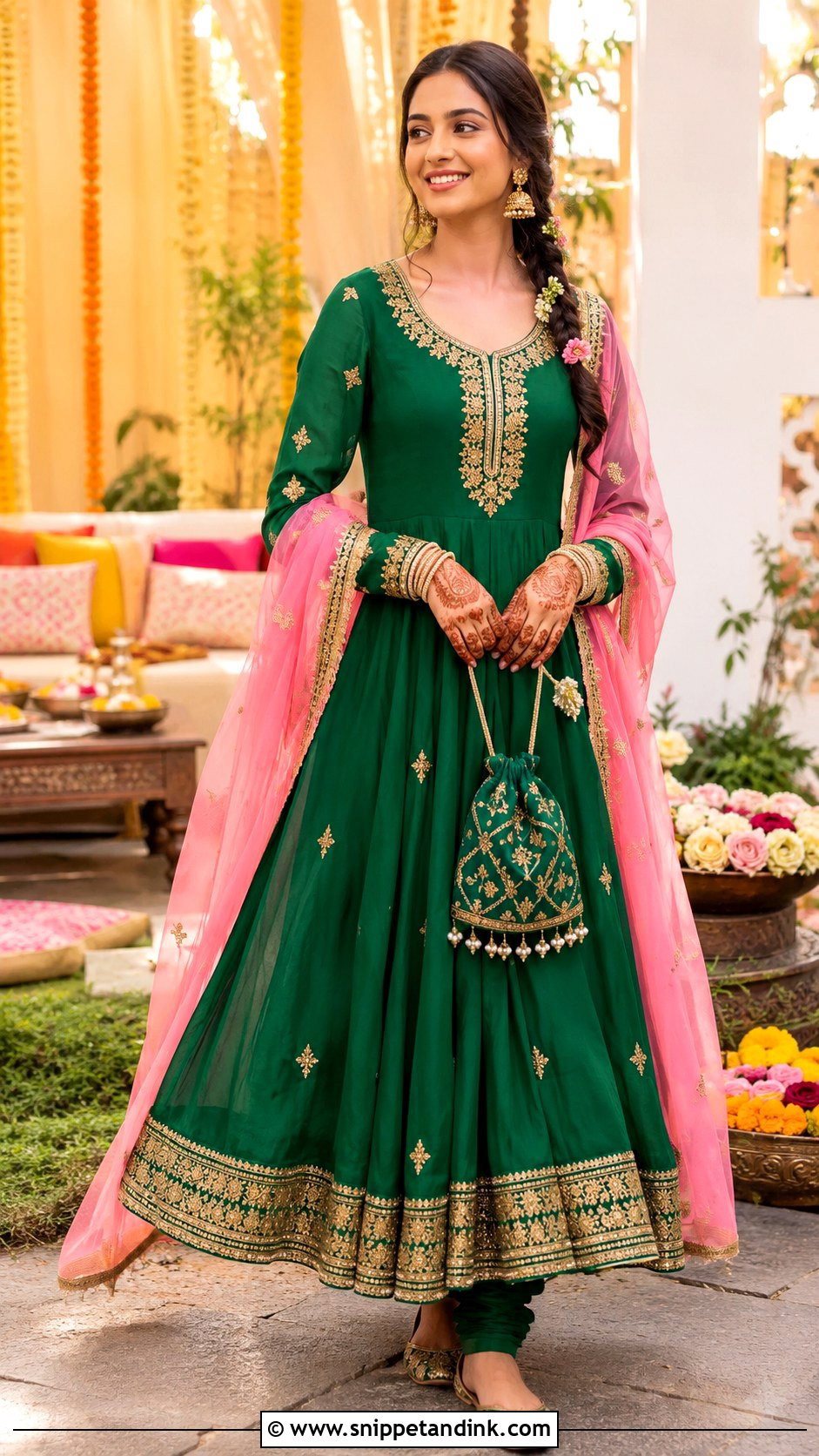 Green Anarkali Mehendi Suit - Snippet and Ink - 20 Mehendi Suits Mehndi Outfit