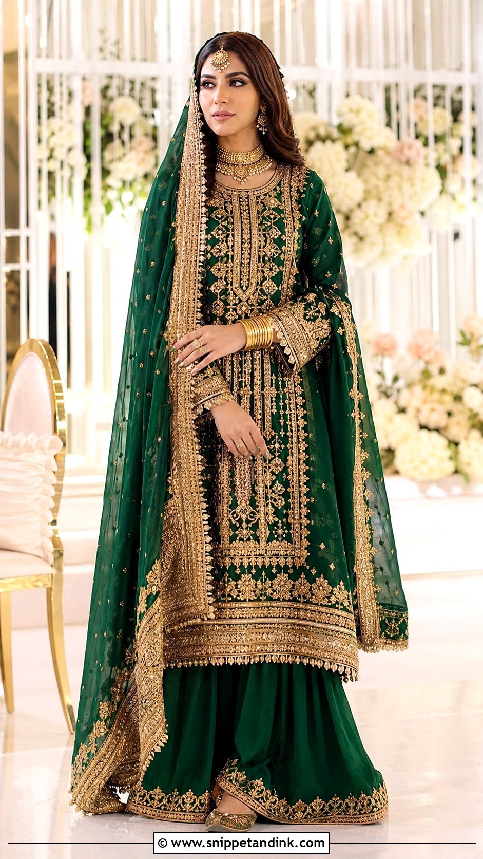 Green And Gold Balochi Bridal Dress - Snippet and Ink - 20 Balochi Bridal Dress Ideas