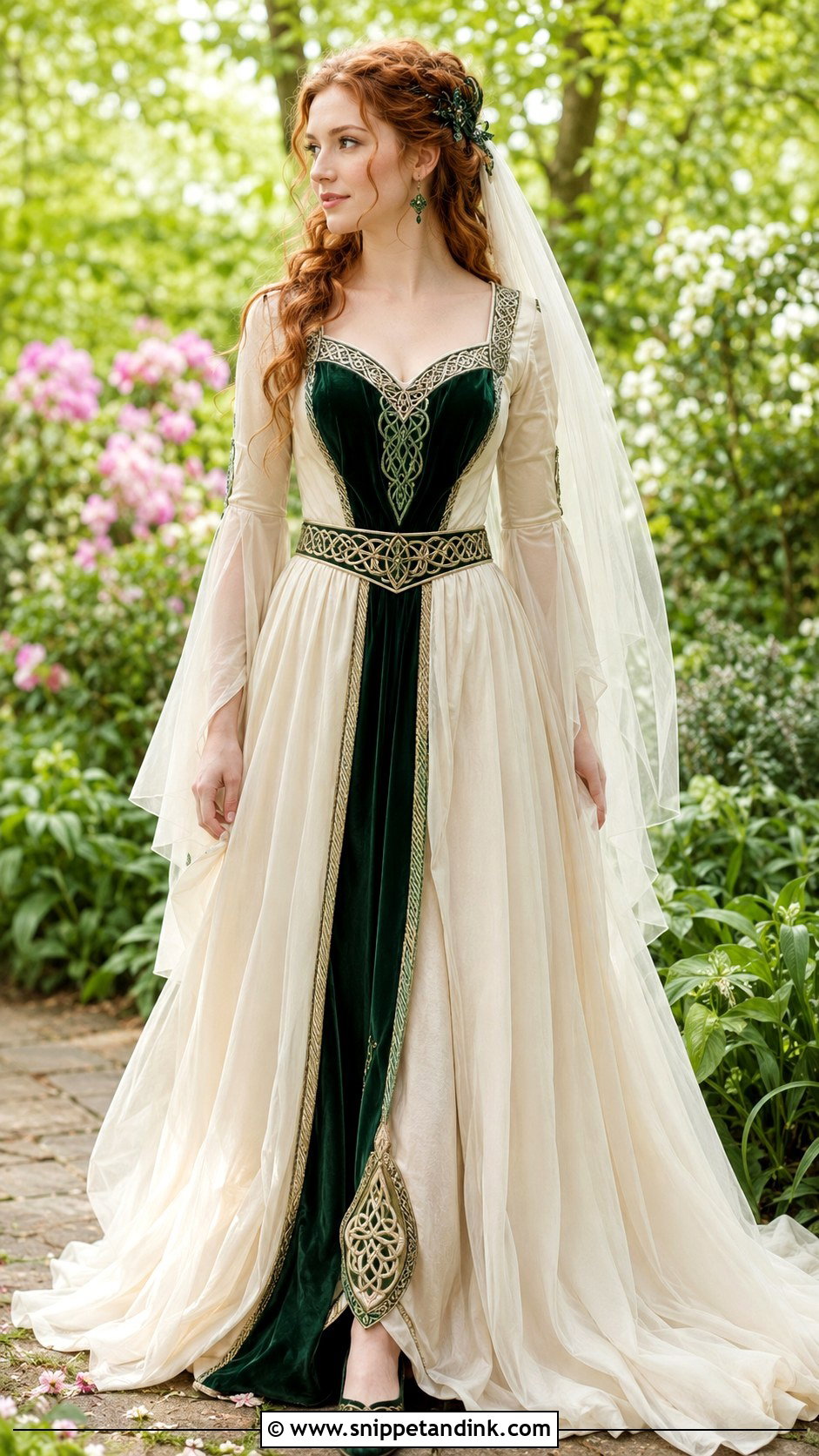 Green And Ivory Celtic Wedding Dress - Snippet and Ink - 20 Celtic Wedding Dresses
