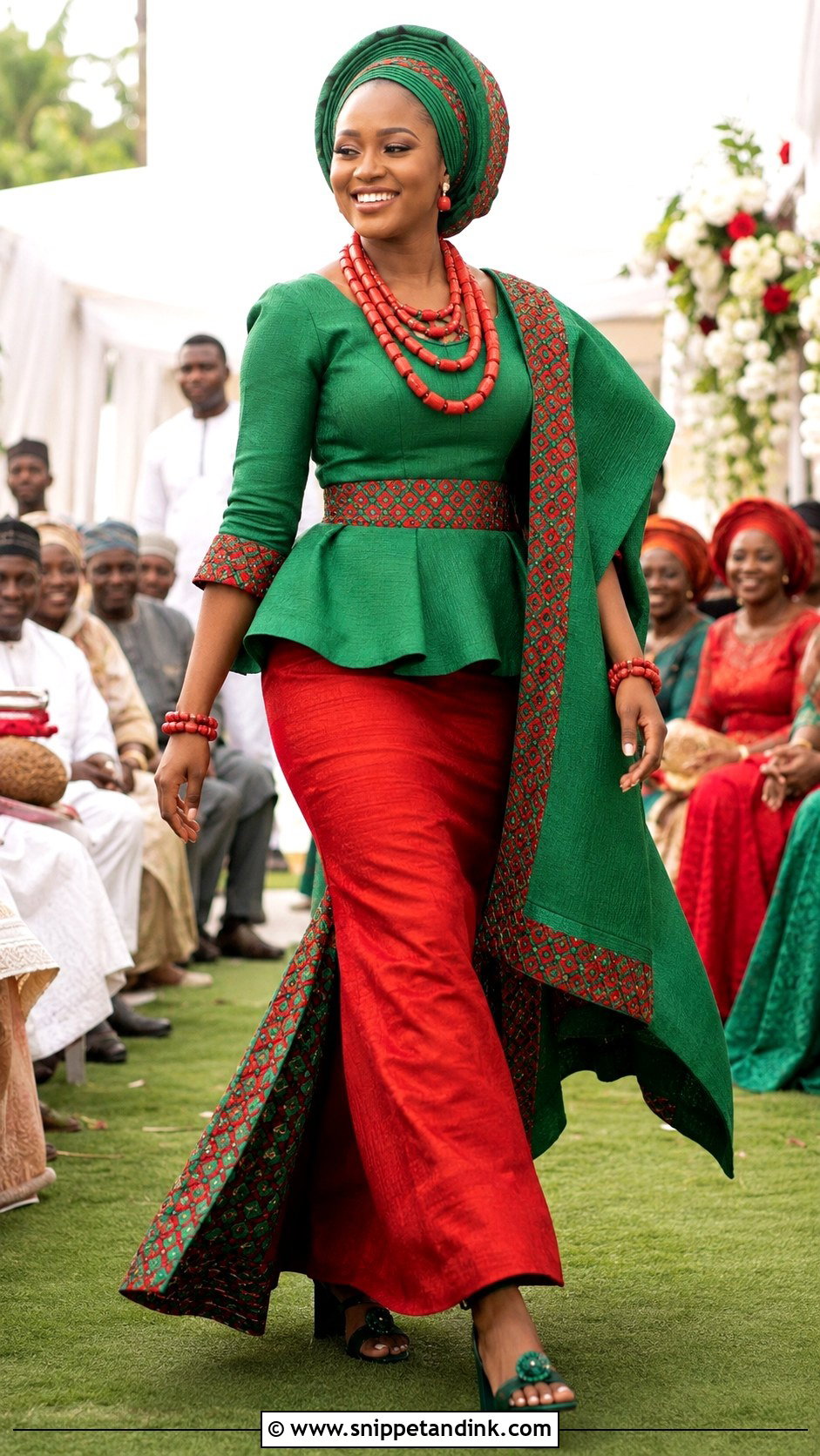 Green And Red Two Piece Membeso Dress - Snippet and Ink - 20 Membeso Dress for the Bride Ideas