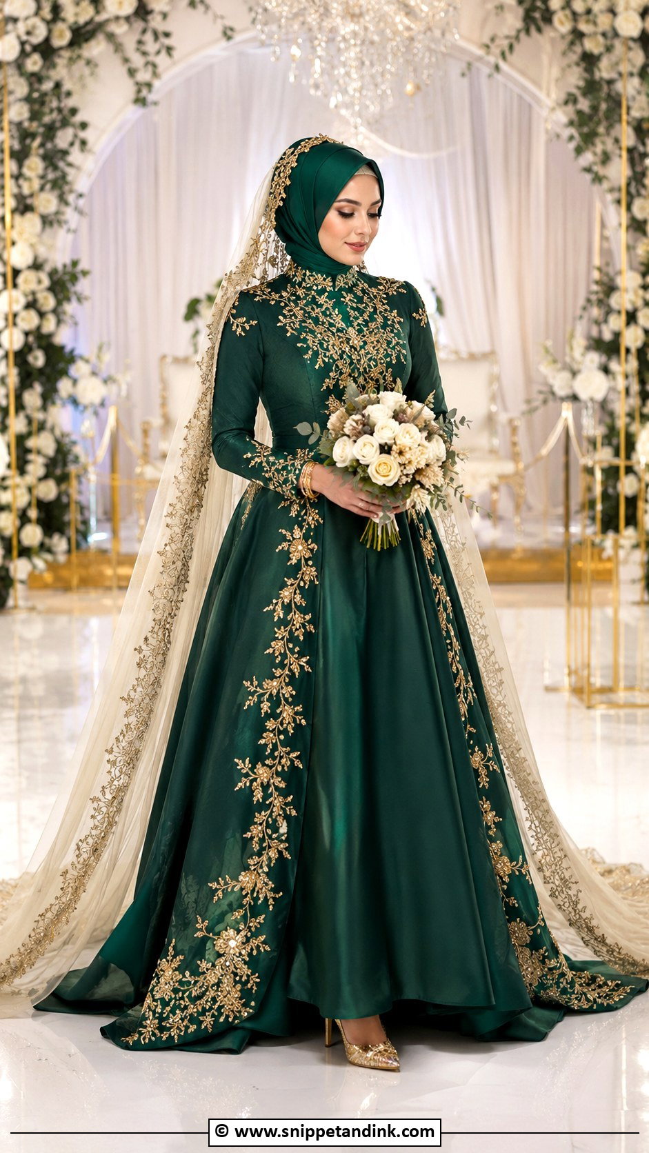 Green Arabic Muslim Wedding Dress - Snippet and Ink - 25 Arabic Muslim Wedding Dress Ideas