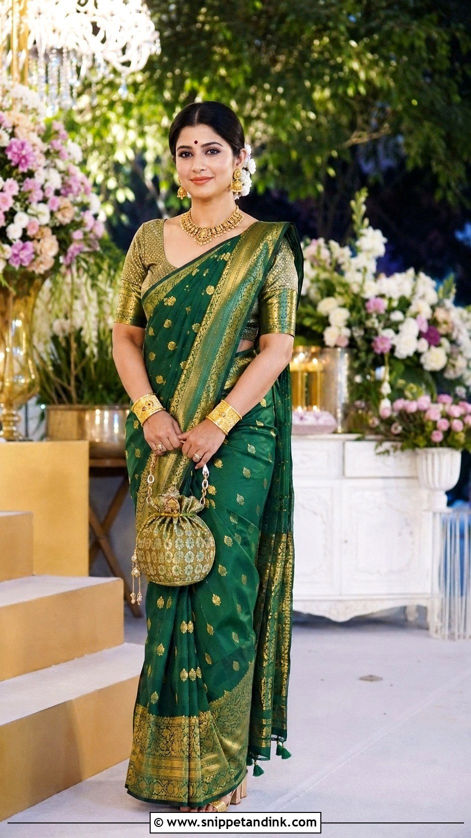Green Assamese Wedding Mekhela Sador - Snippet and Ink - 20 Assamese Wedding Dress Ideas