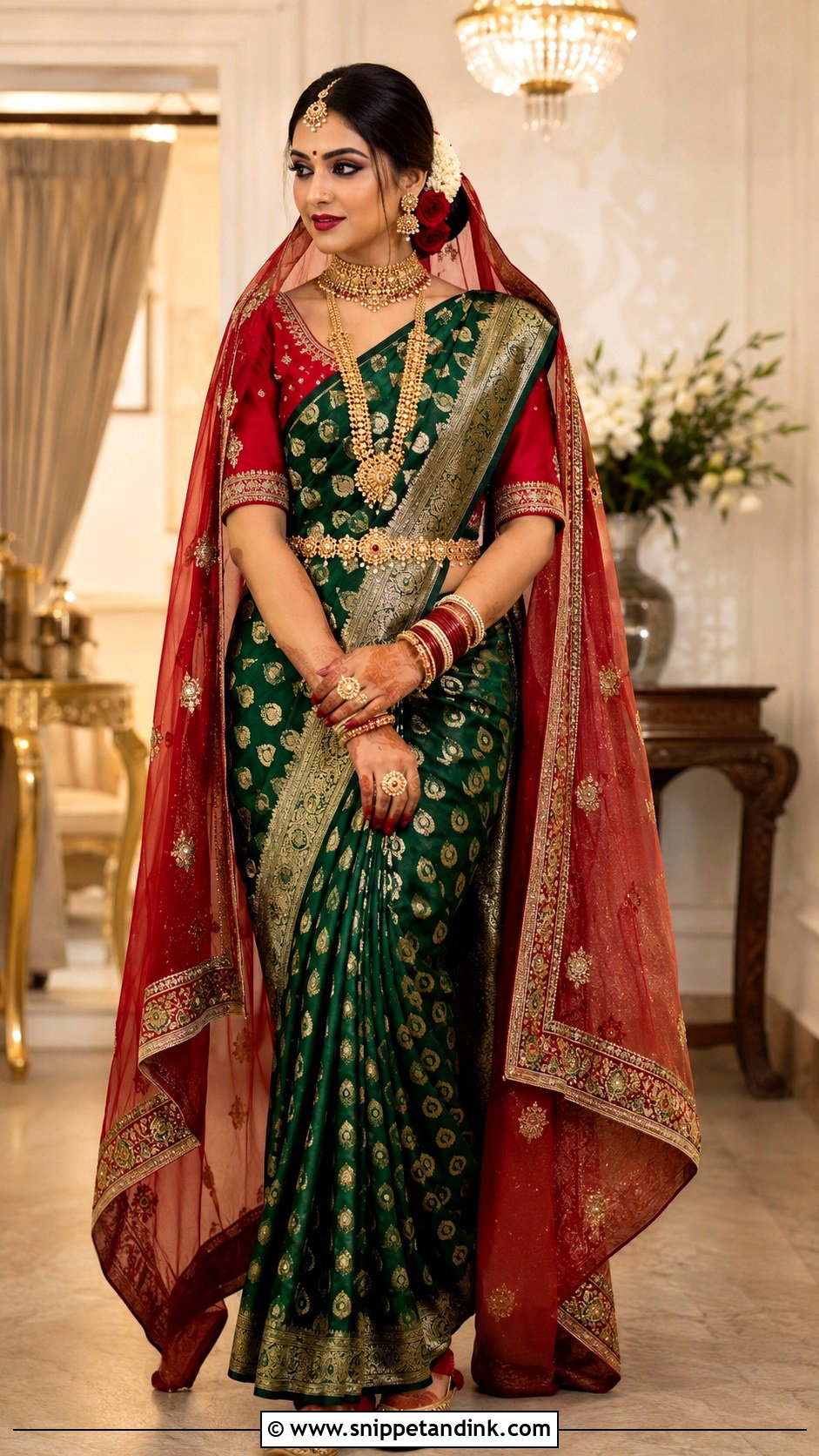 Green Banarasi Bengali Bride - Snippet and Ink - 20 Bengali Bride Ideas