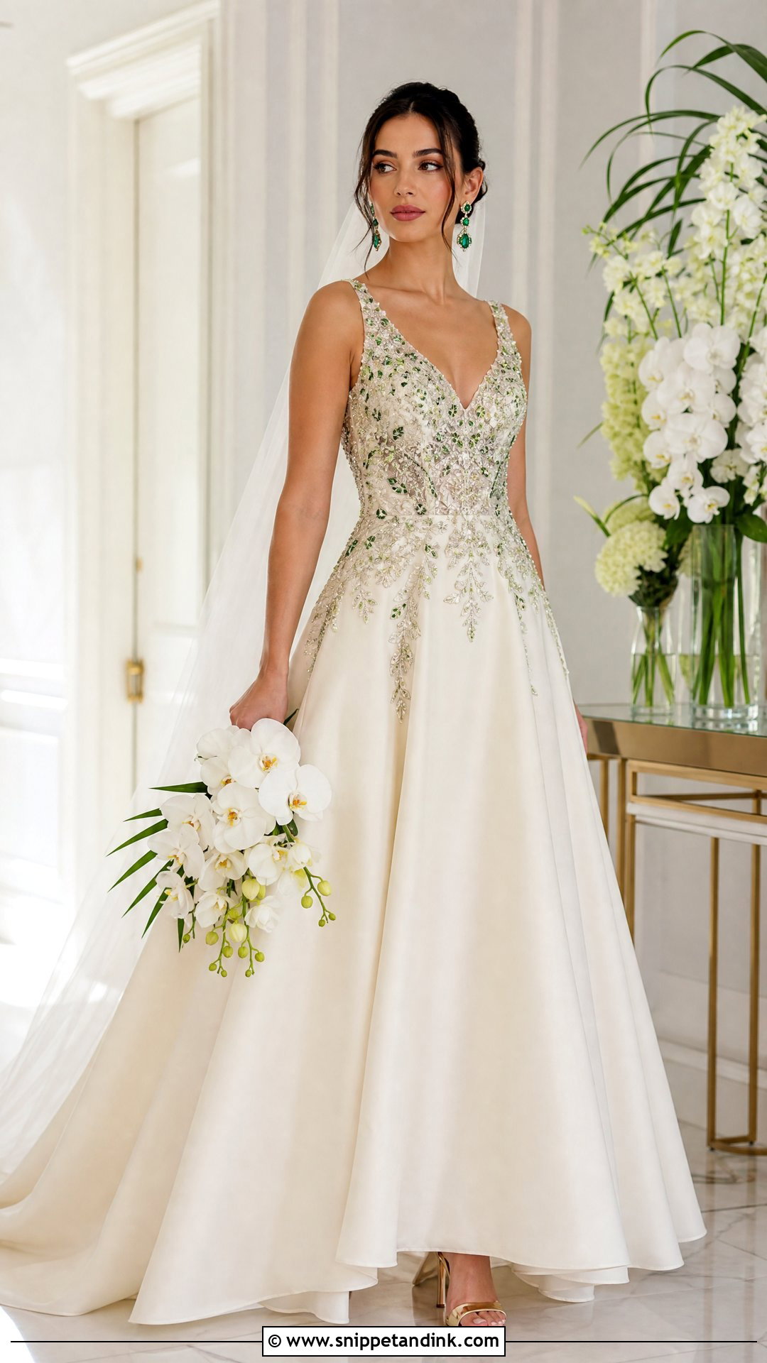 Green Beaded Bodice Wedding Dress - Snippet and Ink - 20 Wedding Dress with Green Detail Ideas