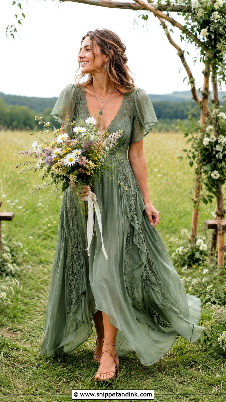 Green Boho Wedding Dress - Snippet and Ink - 25 Green Wedding Dresses