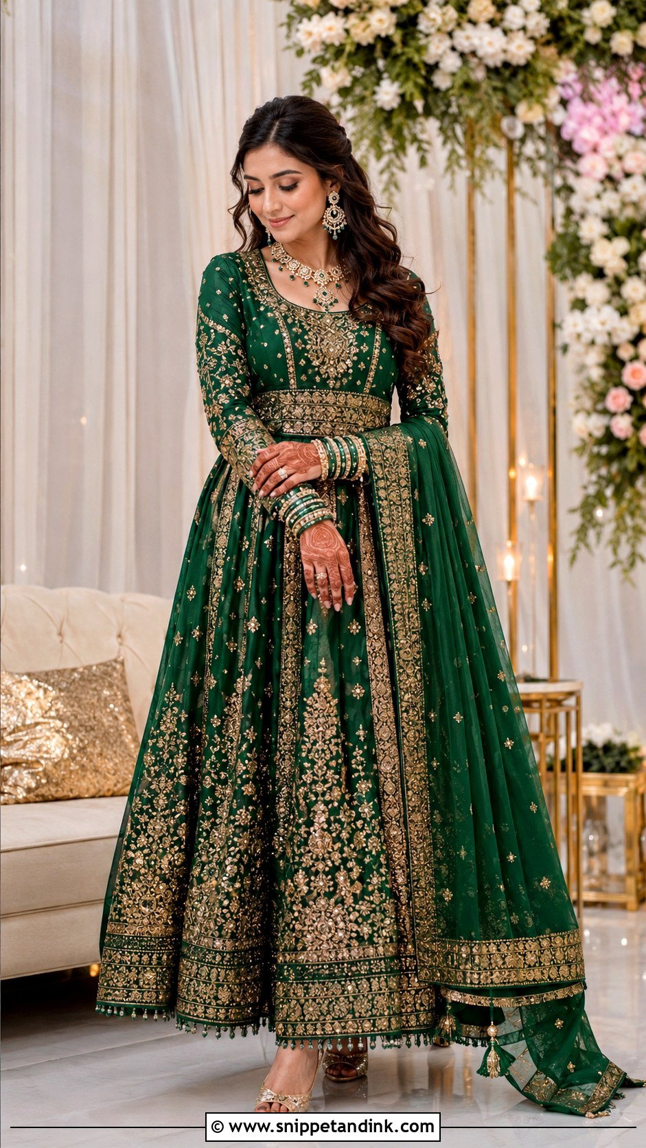 Green Bridal Anarkali Suit With Kundan Jewelry - Snippet and Ink - 25 Bridal Anarkali Suits