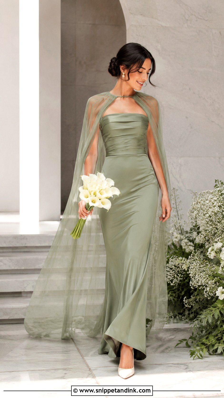 Green Bridal Dress With Cape Veil - Snippet and Ink - 25 Green Bridal Dress Ideas