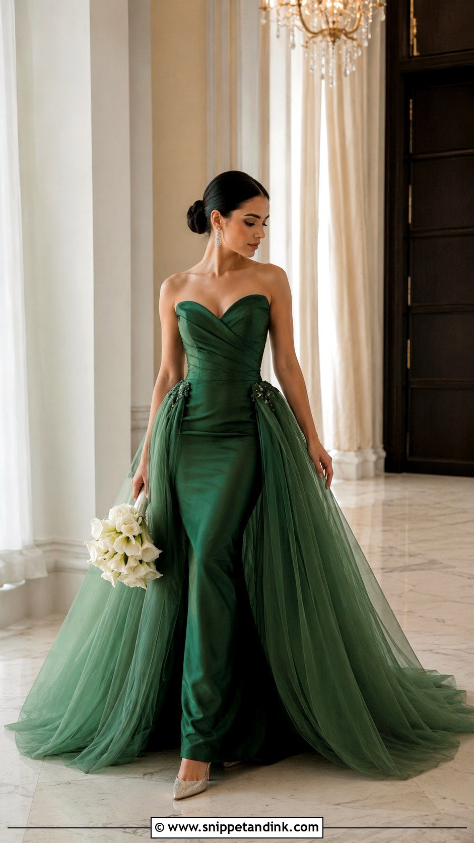 Green Bridal Dress With Detachable Overskirt - Snippet and Ink - 25 Green Bridal Dress Ideas