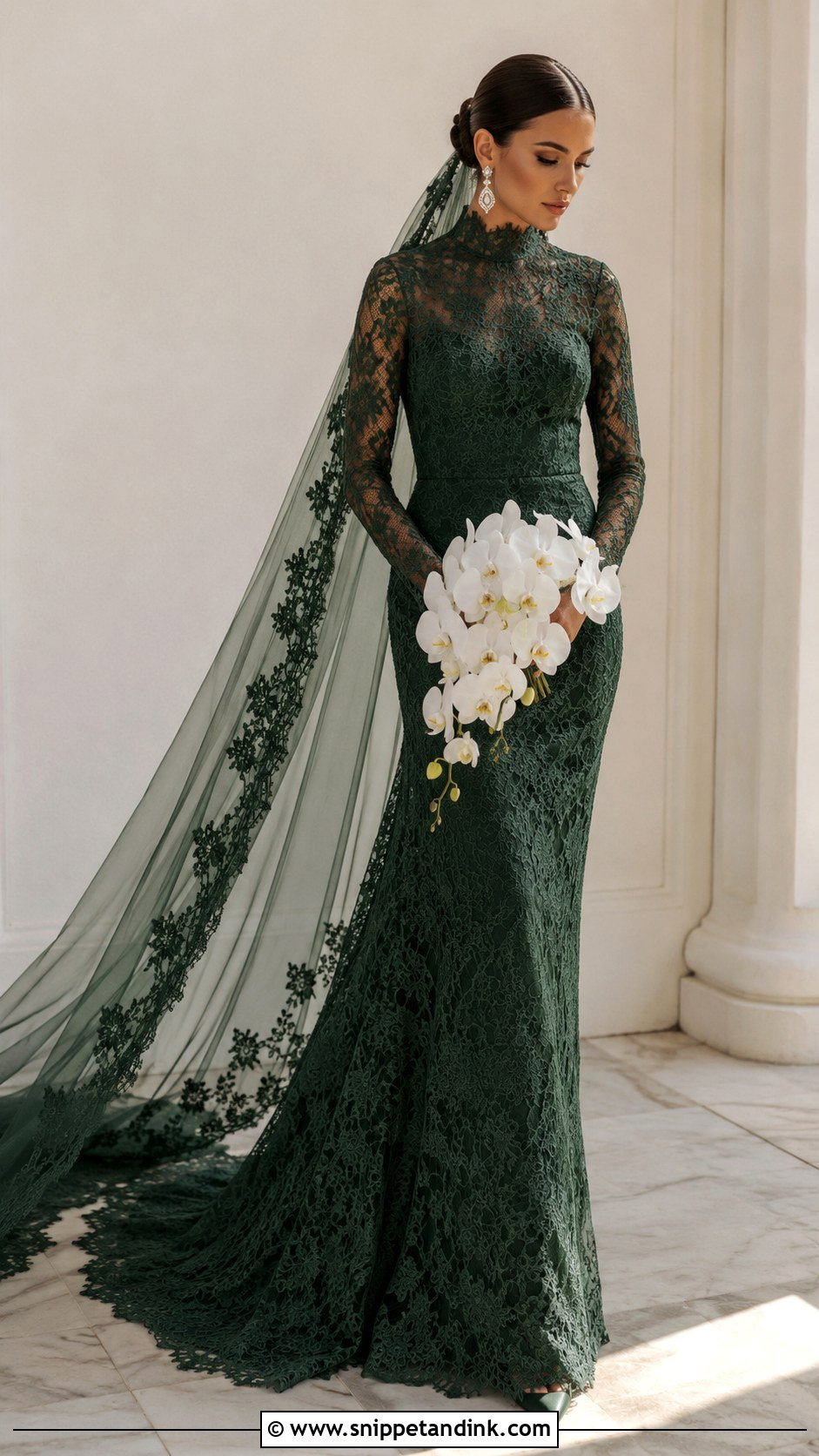 Green Bridal Dress With High Neck - Snippet and Ink - 25 Green Bridal Dress Ideas