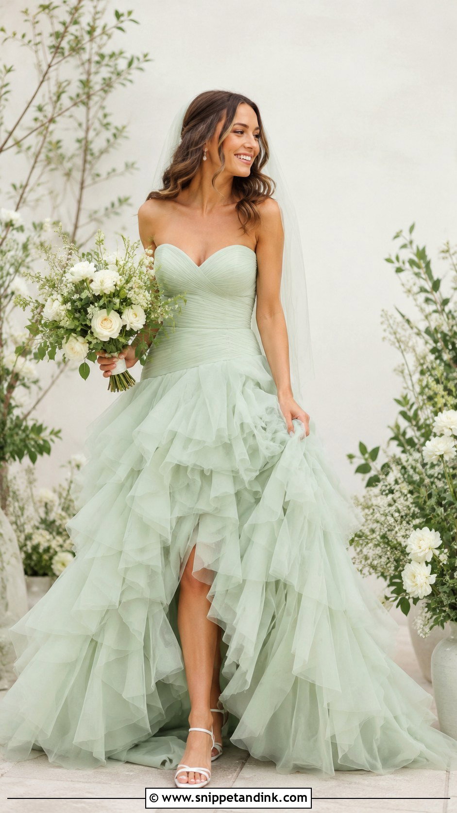 Green Bridal Dress With Ruffle Skirt - Snippet and Ink - 25 Green Bridal Dress Ideas