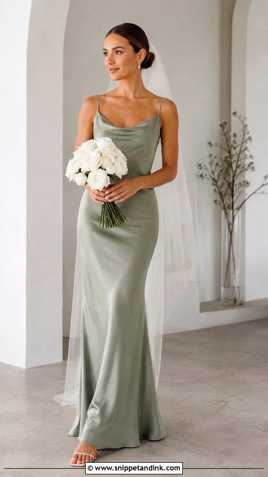 Green Bridal Dress With Slip Dress Shape - Snippet and Ink - 25 Green Bridal Dress Ideas