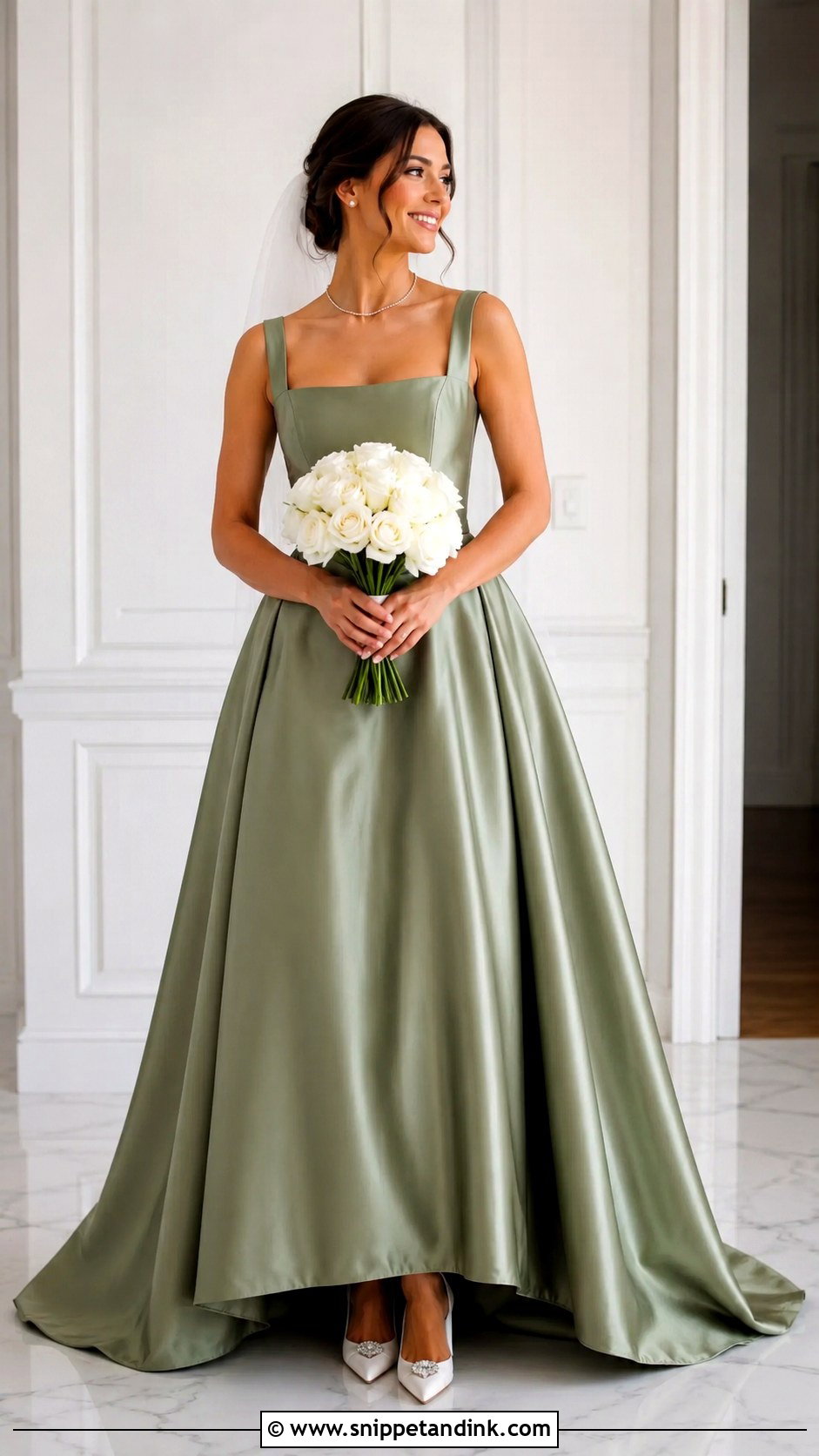 Green Bridal Dress With Square Neckline - Snippet and Ink - 25 Green Bridal Dress Ideas