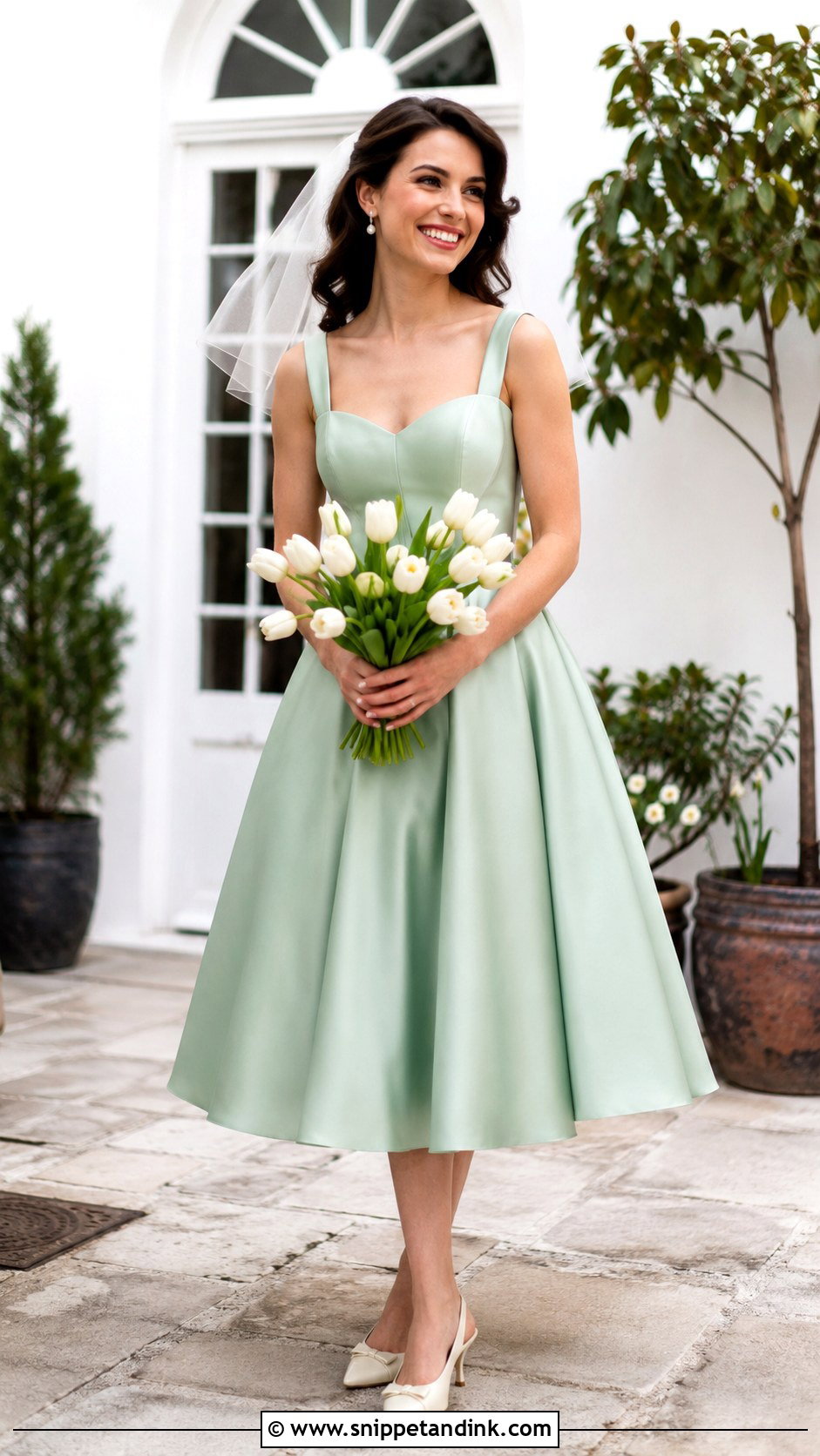 Green Bridal Dress With Tea Length Skirt - Snippet and Ink - 25 Green Bridal Dress Ideas