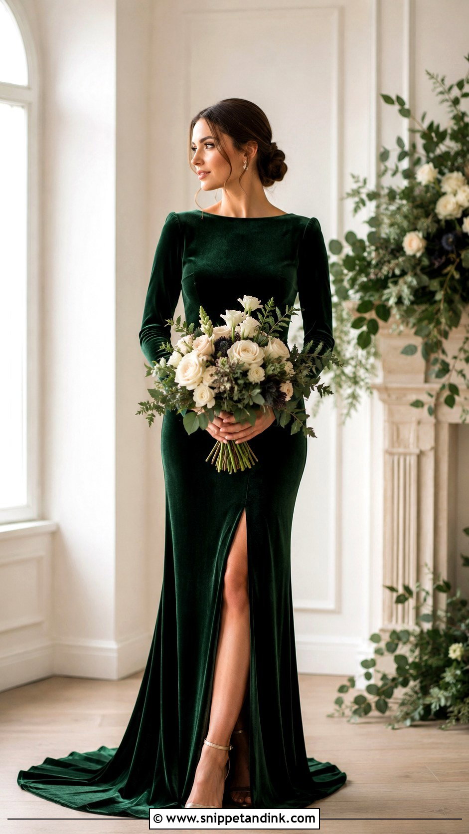 Green Bridal Dress With Velvet Fabric - Snippet and Ink - 25 Green Bridal Dress Ideas