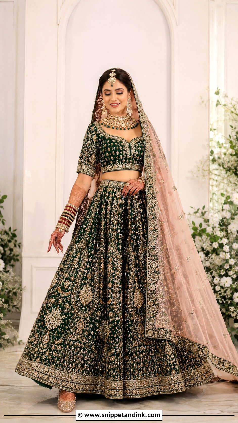 Green Bridal Lehenga - Snippet and Ink - 25 Indian Bridal Dresses