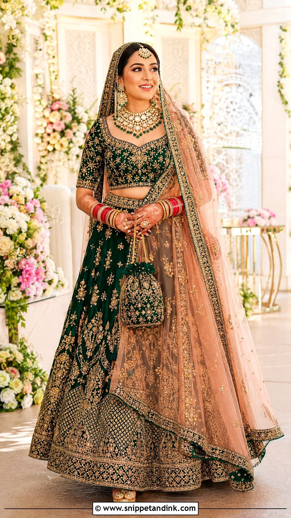 Green Bridal Lehenga For Wedding Day - Snippet and Ink - 25 Indian Bridal Outfits Wedding Day