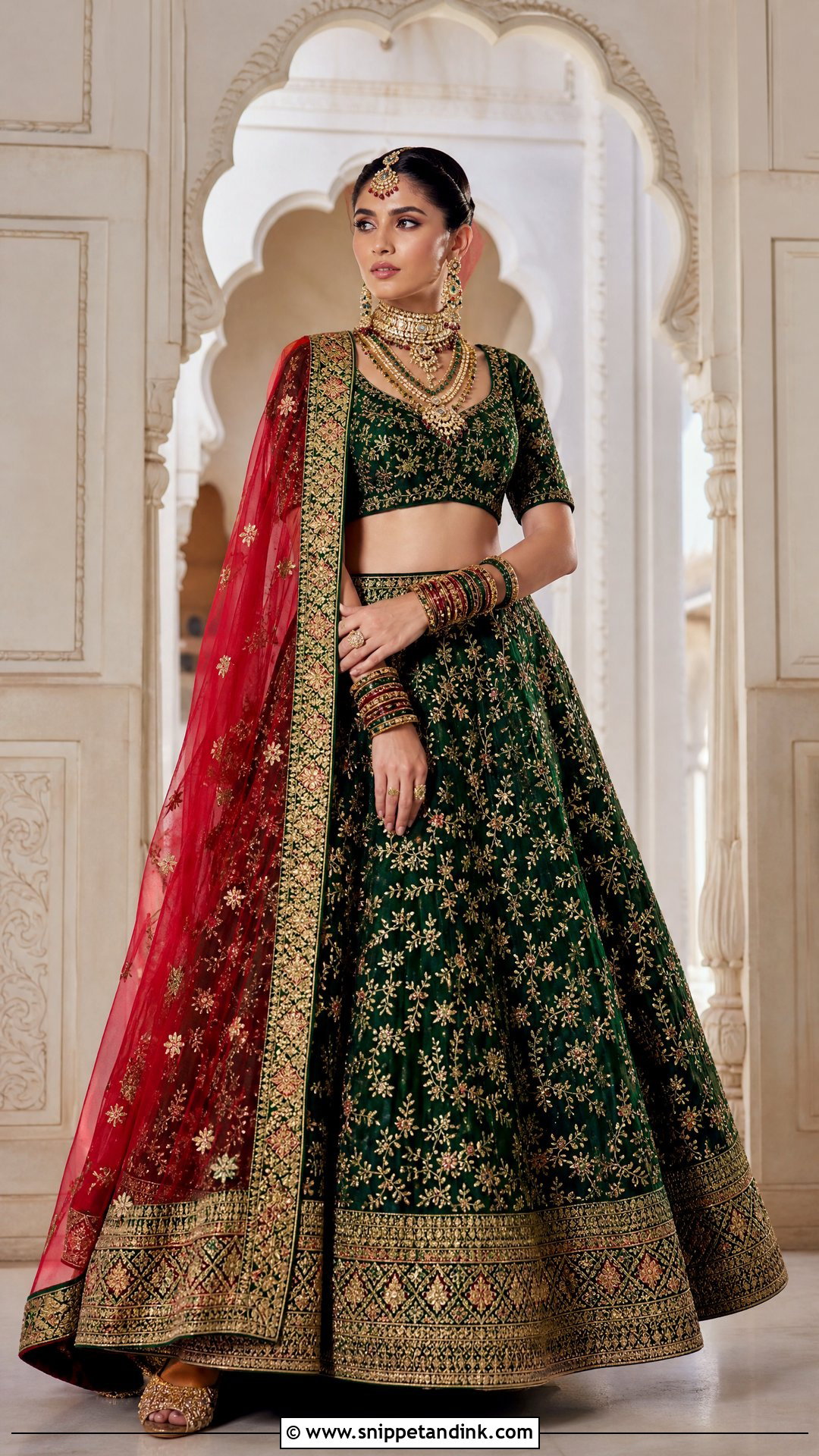 Green Bridal Lehenga Wedding Dress - Snippet and Ink - 25 Traditional Indian Wedding Dress Ideas