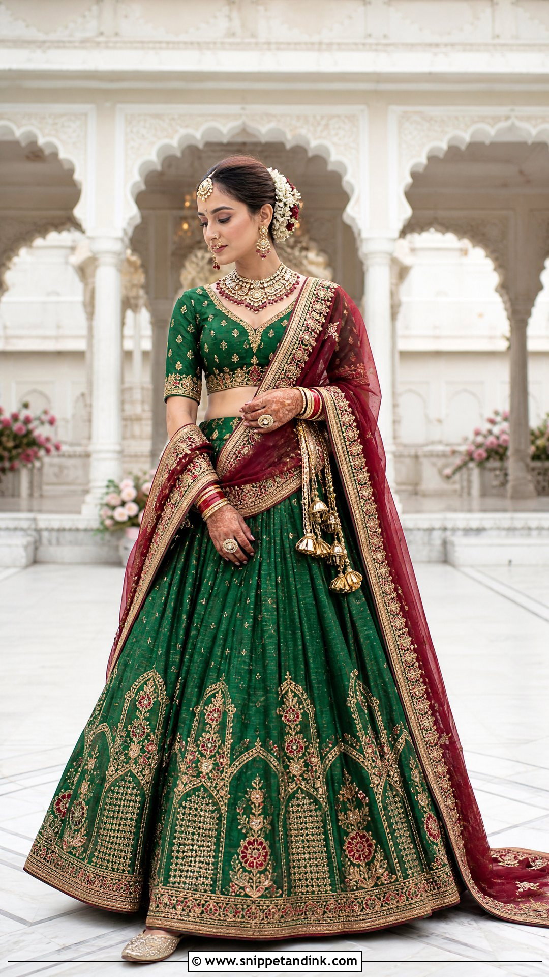 Green Bridal Lehenga for Phera - Snippet and Ink - 20 Phera Outfit Bride Ideas