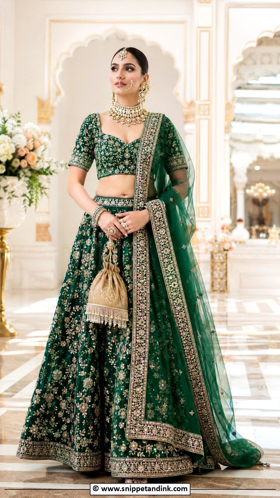 Green Bridal Lehenga - Snippet and Ink - 30 Indian Wedding Dresses
