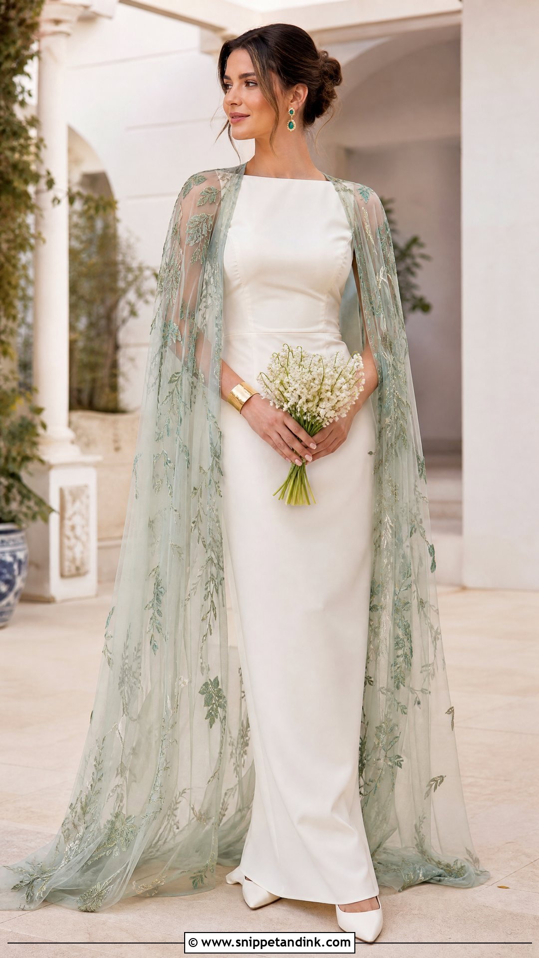 Green Cape Wedding Dress - Snippet and Ink - 20 Wedding Dress with Green Detail Ideas