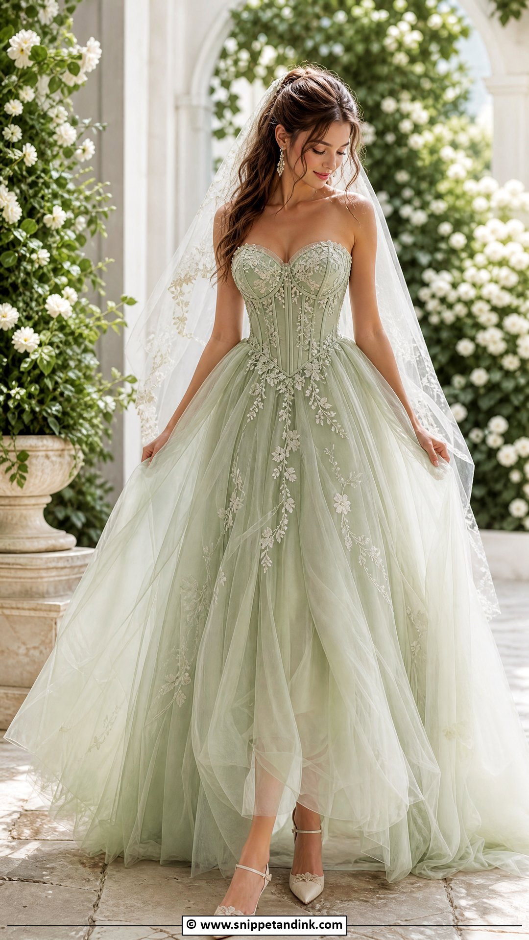 Green Corset Wedding Dress - Snippet and Ink - 35 Green Wedding Dress Ideas