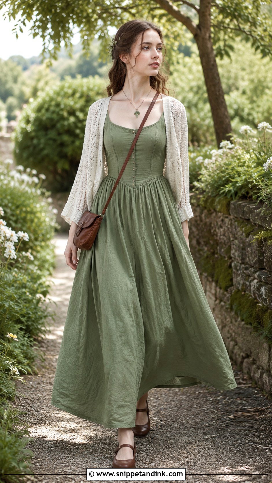 Green Cottagecore Gown - Snippet and Ink - 20 Cottagecore Gowns