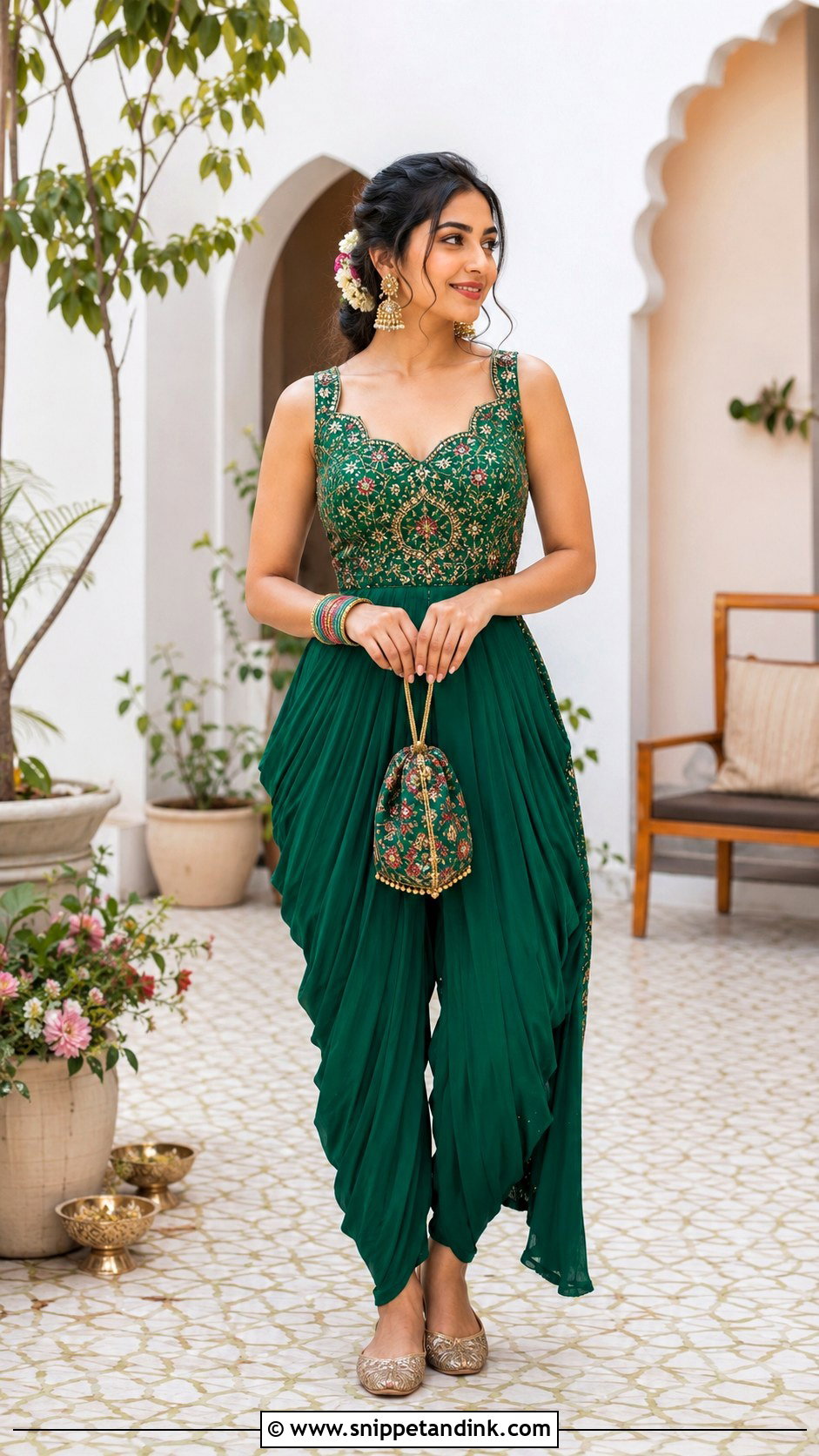 Green Dhoti Jumpsuit - Snippet and Ink - 20 Indian Wedding Jumpsuit Ideas