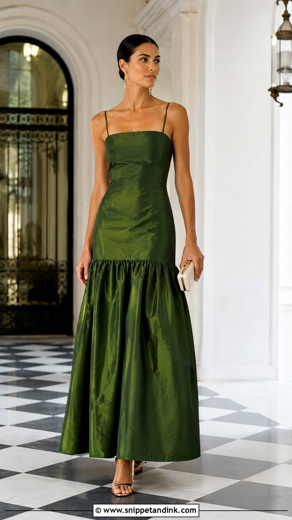 Green Drop Waist Taffeta Gown - Snippet and Ink - 20 Taffeta Gown Ideas